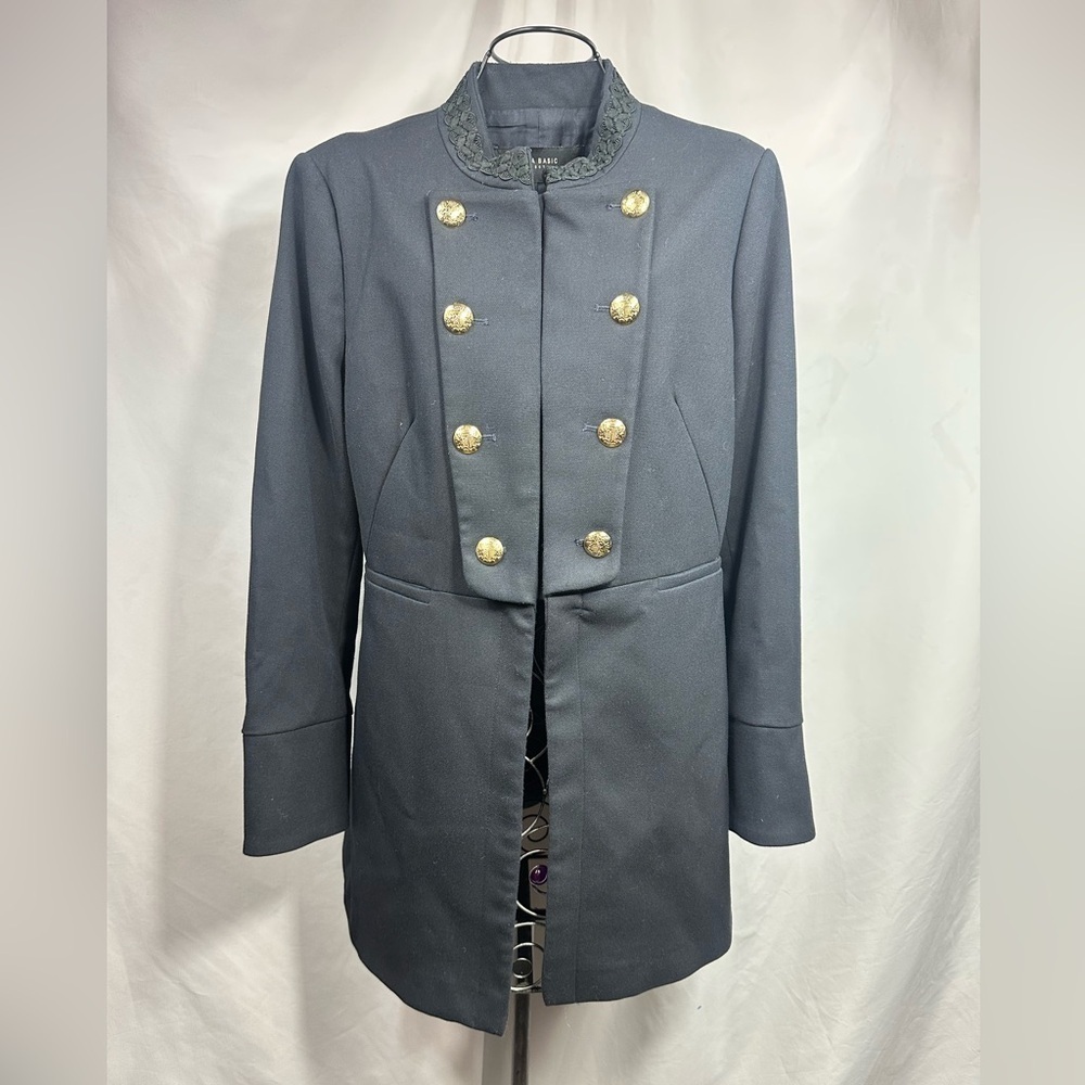 zara navy blue double breasted military jacket size L